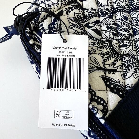 Vera Bradley Casserole Carrier NWT Insulated Zip 9x13 Java Blue & White Floral - Picture 8 of 9
